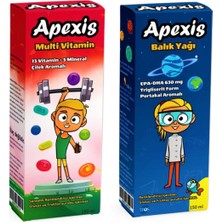 Apexis Multivitamin Çilek Aromalı Şurup 150 ml + Balık Yağı 150 ml