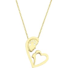 Engingold 14 Ayar Altın Kalpli Anne Bebek Kolye