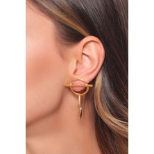 Labalaba Kadın Altın Renk Kaplama Çivili Model Galaksi Küpe