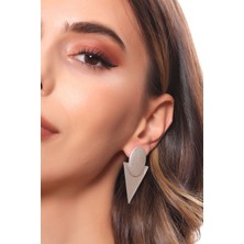 Labalaba Kadın Antik Gümüş Kaplama Çivili Model Geometrik Küpe