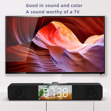 Auvc Saat Masaüstü Hoparlör Kablosuz Bluetooth 5.0 Soundbar (Yurt Dışından)