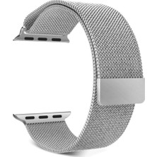 Markacase Apple Watch Uyumlu Seri 1 2 3 42 Mm İçin Mıknatıslı Metal Milanese Kordon  Gümüş
