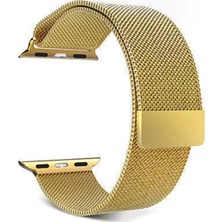 Markacase Apple Watch Uyumlu Seri 1 2 3 42 Mm İçin Mıknatıslı Metal Milanese Kordon Gold