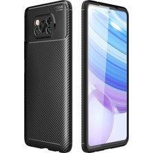 Smody Xiaomi Pocophone X3 Kılıf Kamera Korumalı Negro Karbon Silikon Siyah