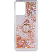 Smody Samsung Galaxy A52 Kılıf Milce Akışkan Simli Sulu Silikon Gold