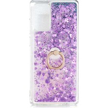 Smody Samsung Galaxy Note 20 Kılıf Milce Akışkan Simli Sulu Silikon Mor