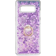 Smody Samsung Galaxy Note 8 Kılıf Milce Akışkan Simli Sulu Silikon Mor