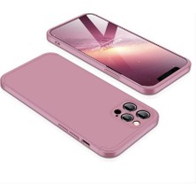 Smody iPhone 12 Pro Max Kılıf Kamera Korumalı 3 Parça Ays Sert Plastik Rose Gold