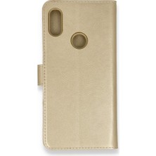 Smody Huawei Y6 2019 Kılıf Mıknatıslı Kapaklı Cüzdan Deluxe Kopçalı Gold