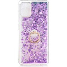 Smody Samsung Galaxy A51 Kılıf Milce Akışkan Simli Sulu Silikon Mor