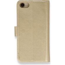 Smody iPhone Se Kılıf Mıknatıslı Kapaklı Cüzdan Deluxe Kopçalı Gold