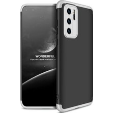 Smody Huawei P40 Pro Kılıf Kamera Korumalı 3 Parça Ays Sert Plastik Siyah-Gri