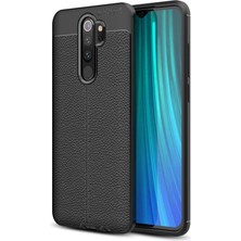 Smody Xiaomi Redmi Note 8 Pro Kılıf Niss Derili Silikon Siyah