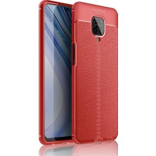 Smody Xiaomi Redmi Note 9 Pro Kılıf Niss Derili Silikon Kırmızı