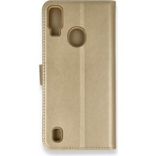 Smody Reeder P13 Blue Kılıf Mıknatıslı Kapaklı Cüzdan Deluxe Kopçalı Gold