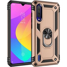 Smody Xiaomi Mi A3 Kılıf Yüzüklü Standlı Panzer Tank Çift Katmanlı Vega Gold