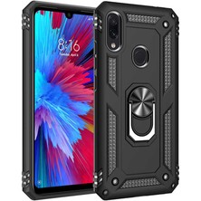Smody Xiaomi Redmi Note 7 Kılıf Yüzüklü Standlı Panzer Tank Çift Katmanlı Vega Siyah
