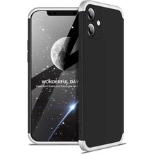 Smody iPhone 12 Mini Kılıf Kamera Korumalı 3 Parça Ays Sert Plastik Siyah-Gri