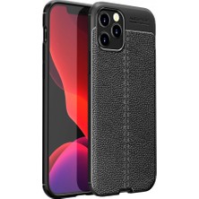 Smody iPhone 12 Kılıf Niss Derili Silikon Siyah