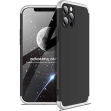 Smody iPhone 12 Pro Kılıf Kamera Korumalı 3 Parça Ays Sert Plastik Siyah-Gri