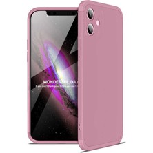 Smody iPhone 12 Kılıf Kamera Korumalı 3 Parça Ays Sert Plastik Rose Gold