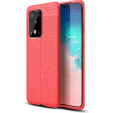 Smody Samsung Galaxy S20 Ultra Kılıf Niss Derili Silikon Kırmızı