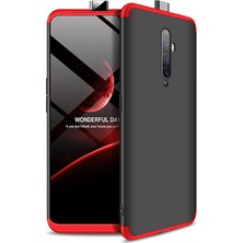 Smody Oppo Reno 2z Kılıf Kamera Korumalı 3 Parça Ays Sert Plastik Siyah-Kırmızı