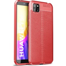 Smody Huawei Y5P Kılıf Niss Derili Silikon Kırmızı