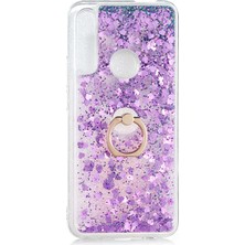 Smody Huawei Y9 Prime 2019 Kılıf Milce Akışkan Simli Sulu Silikon Mor