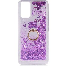 Smody Samsung Galaxy A02S Kılıf Milce Akışkan Simli Sulu Silikon Mor