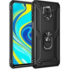 Smody Xiaomi Redmi Note 9 Pro Kılıf Yüzüklü Standlı Panzer Tank Çift Katmanlı Vega Siyah