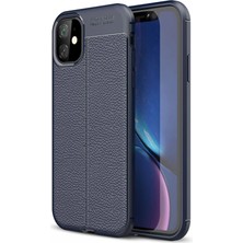 Smody iPhone 11 Kılıf Niss Derili Silikon Lacivert