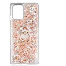 Smody Samsung Galaxy A91 (S10 Lite) Kılıf Milce Akışkan Simli Sulu Silikon Gold