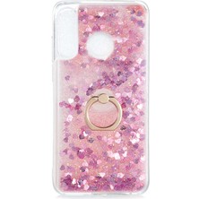 Smody Huawei P30 Lite Kılıf Milce Akışkan Simli Sulu Silikon Pembe