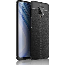Smody Xiaomi Redmi Note 9s Kılıf Niss Derili Silikon Siyah