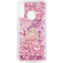 Smody Samsung Galaxy A20S Kılıf Milce Akışkan Simli Sulu Silikon Pembe