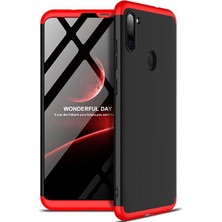 Smody Samsung Galaxy A11 Kılıf Kamera Korumalı 3 Parça Ays Sert Plastik Siyah-Kırmızı