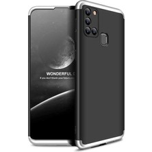 Smody Samsung Galaxy A21S Kılıf Kamera Korumalı 3 Parça Ays Sert Plastik Siyah-Gri