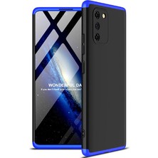 Smody Samsung Galaxy A91 (S10 Lite) Kılıf Kamera Korumalı 3 Parça Ays Sert Plastik Siyah-Mavi