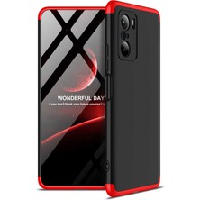 Smody Xiaomi Mi 11I Kılıf Kılıf Kamera Korumalı 3 Parça Ays Sert Plastik Siyah-Kırmızı