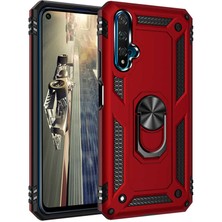 Smody Huawei Nova 5t Kılıf Yüzüklü Standlı Panzer Tank Çift Katmanlı Vega Kırmızı