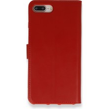 Smody iPhone 8 Plus Kılıf Mıknatıslı Kapaklı Cüzdan Deluxe Kopçalı Kırmızı