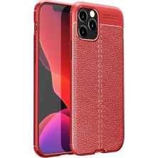 Smody iPhone 12 Pro Kılıf Niss Derili Silikon Kırmızı