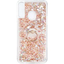 Smody Samsung Galaxy A20S Kılıf Milce Akışkan Simli Sulu Silikon Gold