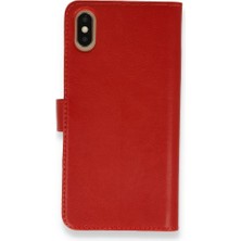 Smody iPhone Xs Max Kılıf Mıknatıslı Kapaklı Cüzdan Deluxe Kopçalı Kırmızı