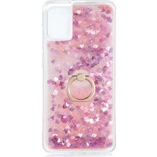 Smody Samsung Galaxy A31 Kılıf Milce Akışkan Simli Sulu Silikon Pembe