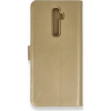 Smody Oppo Reno 2z Kılıf Mıknatıslı Kapaklı Cüzdan Deluxe Kopçalı Gold