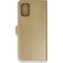 Smody Oppo A52 Kılıf Mıknatıslı Kapaklı Cüzdan Deluxe Kopçalı Gold
