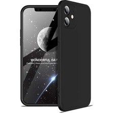 Smody iPhone 12 Kılıf Kamera Korumalı 3 Parça Ays Sert Plastik Siyah