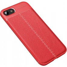 Smody iPhone 7 Kılıf Niss Derili Silikon Kırmızı